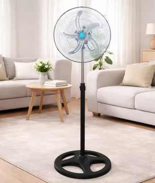 Hoogteverstelbare Staande Ventilator tot 125 cm – 5 Bladen, 90° Oscillatie, Stille Werking en Stabiele Voet