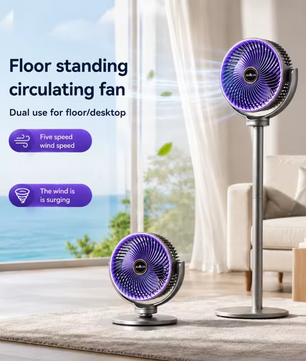 3-in-1 Verstelbare Luchtcirculatieventilator – 5 Snelheden, 4 Hoogtestanden, Stille Werking en USB-C