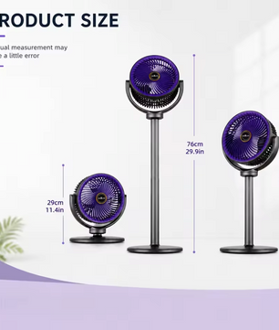 3-in-1 Verstelbare Luchtcirculatieventilator – 5 Snelheden, 4 Hoogtestanden, Stille Werking en USB-C