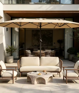 Grote Rechthoekige Tuinparasol 460 × 270 cm – Kantelbaar Zonnescherm met Dubbel Krukmechanisme, UV-Bescherming en Waterdicht Doek