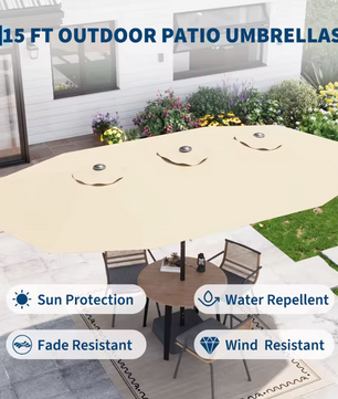 Grote Rechthoekige Tuinparasol 460 × 270 cm – Kantelbaar Zonnescherm met Dubbel Krukmechanisme, UV-Bescherming en Waterdicht Doek