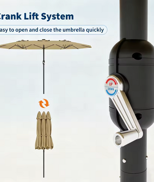 Grote Rechthoekige Tuinparasol 460 × 270 cm – Kantelbaar Zonnescherm met Dubbel Krukmechanisme, UV-Bescherming en Waterdicht Doek