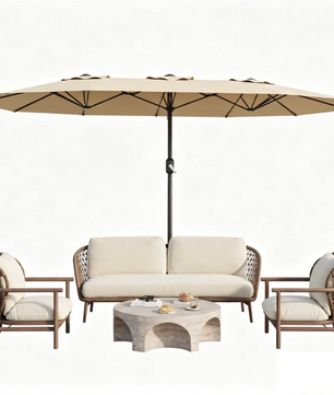Grote Rechthoekige Tuinparasol 460 × 270 cm – Kantelbaar Zonnescherm met Dubbel Krukmechanisme, UV-Bescherming en Waterdicht Doek