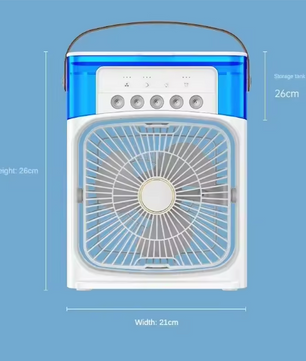 Mini Draagbare Airco en Luchtkoeler met Luchtbevochtiger – 3 Snelheden, 5 Vernevelingsopeningen, Timer en Oplaadbare Batterij