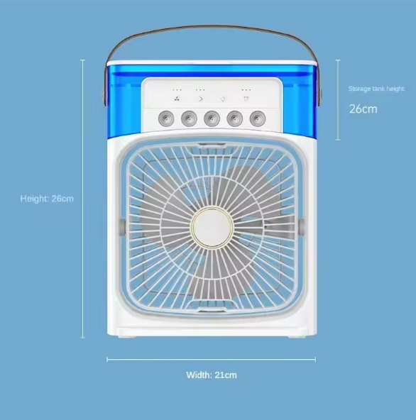 Mini Draagbare Airco en Luchtkoeler met Luchtbevochtiger – 3 Snelheden, 5 Vernevelingsopeningen, Timer en Oplaadbare Batterij