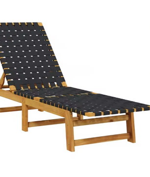 Set van 2 Verstelbare Loungestoelen – Massief Acaciahout & Olefine Stof, Modern en Comfortabel