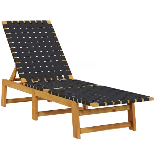 Set van 2 Verstelbare Loungestoelen – Massief Acaciahout & Olefine Stof, Modern en Comfortabel