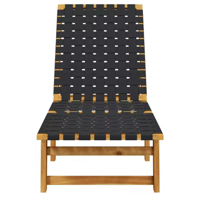 Set van 2 Verstelbare Loungestoelen – Massief Acaciahout & Olefine Stof, Modern en Comfortabel