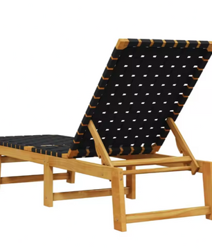 Set van 2 Verstelbare Loungestoelen – Massief Acaciahout & Olefine Stof, Modern en Comfortabel