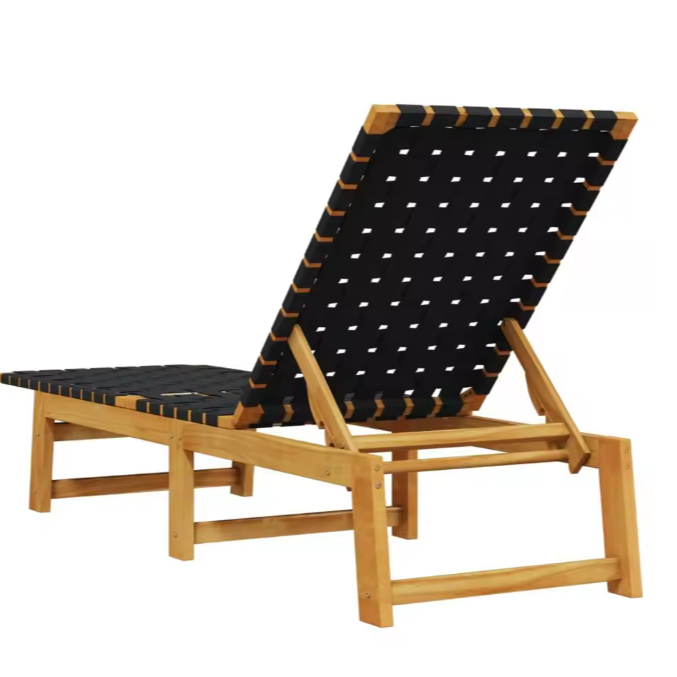 Set van 2 Verstelbare Loungestoelen – Massief Acaciahout & Olefine Stof, Modern en Comfortabel