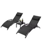 3-Delige Loungeset voor Buiten – 2 Aluminium Ligstoelen met Tafel, 5-Posities Verstelbaar & Ademend Textileen