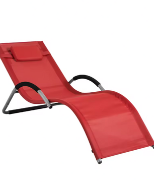 Opvouwbare Ligstoel met Kussen – Metalen Frame & Ademend Textiel, Voor Tuin, Balkon en Strand