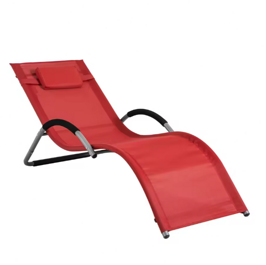 Opvouwbare Ligstoel met Kussen – Metalen Frame & Ademend Textiel, Voor Tuin, Balkon en Strand