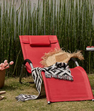 Opvouwbare Ligstoel met Kussen – Metalen Frame & Ademend Textiel, Voor Tuin, Balkon en Strand