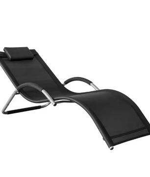 Opvouwbare Ligstoel met Kussen – Metalen Frame & Ademend Textiel, Voor Tuin, Balkon en Strand