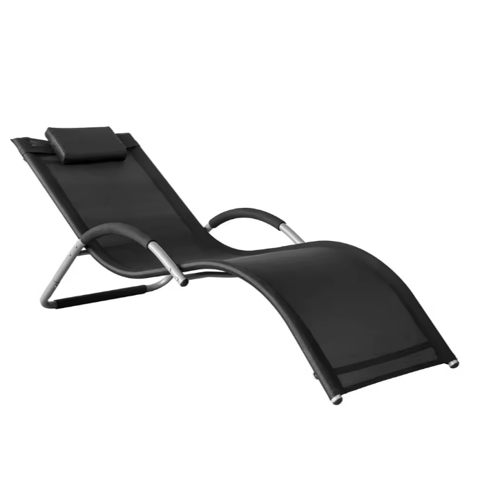 Opvouwbare Ligstoel met Kussen – Metalen Frame & Ademend Textiel, Voor Tuin, Balkon en Strand