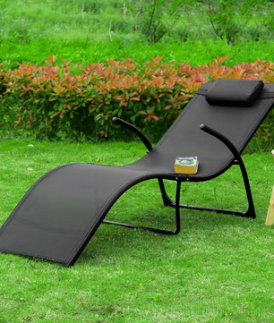 Opvouwbare Tuinligstoel met Kussen – Ergonomisch & Ademend Design