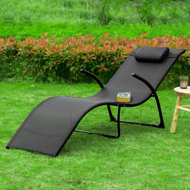 Opvouwbare Tuinligstoel met Kussen – Ergonomisch & Ademend Design