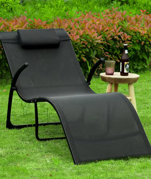 Opvouwbare Tuinligstoel met Kussen – Ergonomisch & Ademend Design