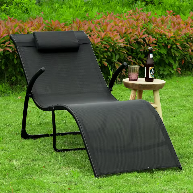 Opvouwbare Tuinligstoel met Kussen – Ergonomisch & Ademend Design