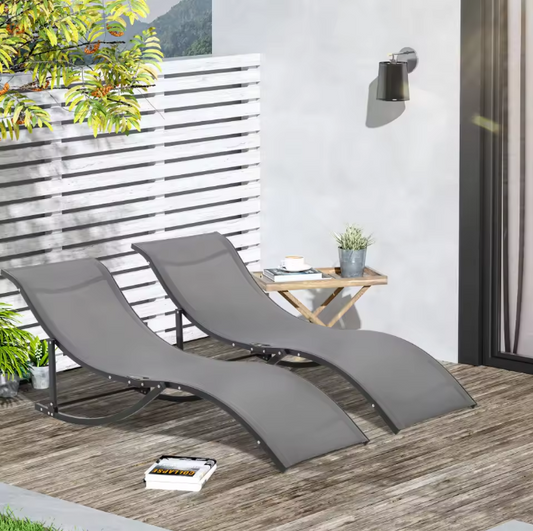 Set van 2 Aluminium Tuinligstoelen – Ergonomisch & Opvouwbaar met Ademend Textileen