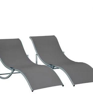 Set van 2 Aluminium Tuinligstoelen – Ergonomisch & Opvouwbaar met Ademend Textileen