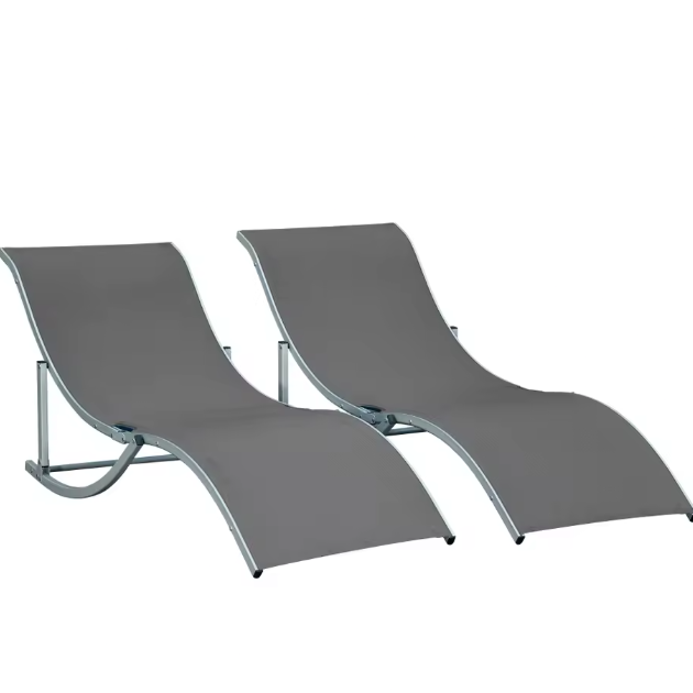 Set van 2 Aluminium Tuinligstoelen – Ergonomisch & Opvouwbaar met Ademend Textileen