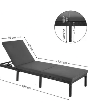 Verstelbare Tuinligstoel met 5 cm Dikke Matras – Rotanlook & Stevig Frame