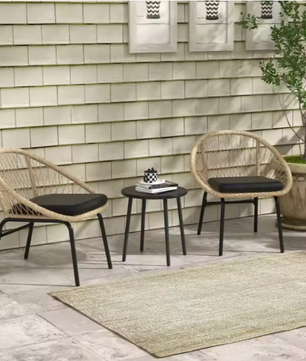 3-Delige Tuinset met Tafel & 2 Stoelen – Weerbestendig Staal & Zachte Kussens, Voor Balkon of Terras