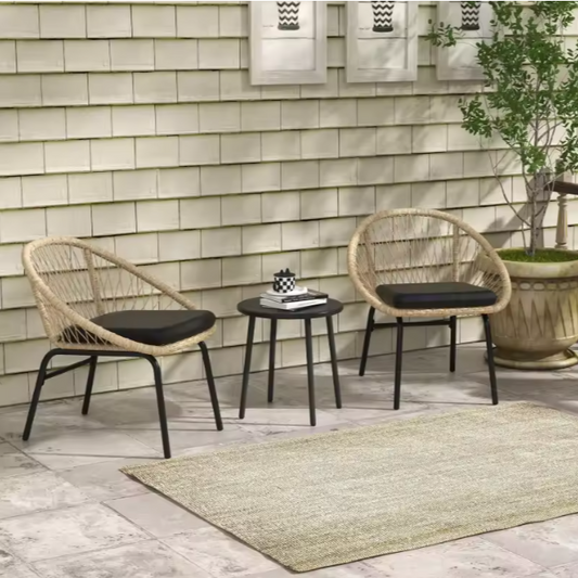 3-Delige Tuinset met Tafel & 2 Stoelen – Weerbestendig Staal & Zachte Kussens, Voor Balkon of Terras