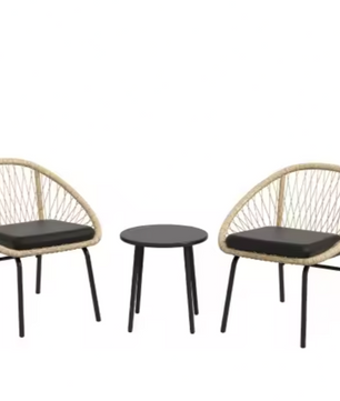 3-Delige Tuinset met Tafel & 2 Stoelen – Weerbestendig Staal & Zachte Kussens, Voor Balkon of Terras
