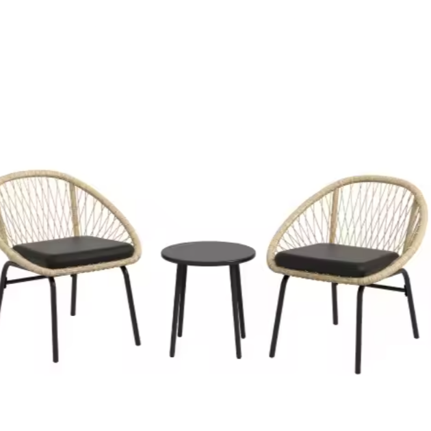 3-Delige Tuinset met Tafel & 2 Stoelen – Weerbestendig Staal & Zachte Kussens, Voor Balkon of Terras