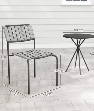 3-delige Balkonset van Polyrotan – Stapelbare Stoelen & Ronde Tafel, Weerbestendig en Ruimtebesparend