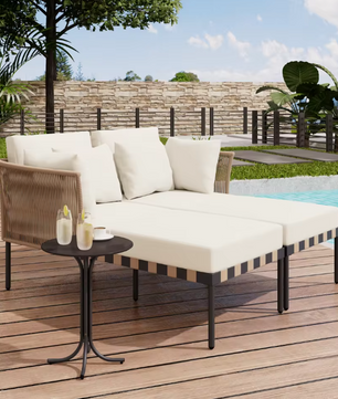 Modulaire Tuinbank Set met Tafel & Kussens - Afneembare Hoezen