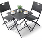 Opvouwbare Balkonset: Tafel + 2 Rotan Stoelen - Ideaal voor Balkon & Camping