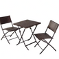 Opvouwbare Balkonset: Tafel + 2 Rotan Stoelen - Ideaal voor Balkon & Camping
