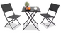 Opvouwbare Balkonset: Tafel + 2 Rotan Stoelen - Ideaal voor Balkon & Camping