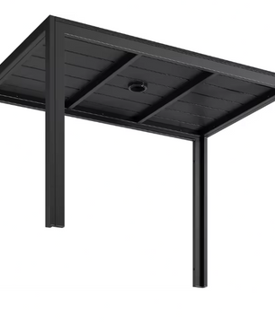 Weerbestendige Tuintafel met Parasolgat – Aluminium & WPC, Rechthoekig 110x70 cm