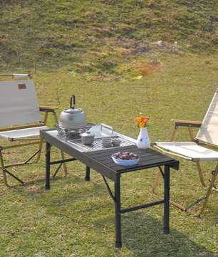 Opvouwbare Campingtafel – Rechthoekige Tuintafel, Compatibel met IGT Kooksysteem