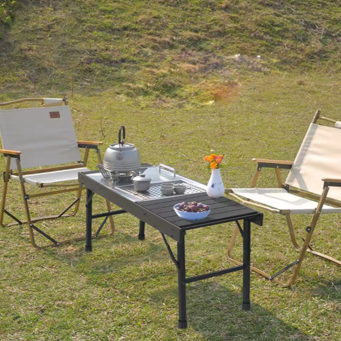Opvouwbare Campingtafel – Rechthoekige Tuintafel, Compatibel met IGT Kooksysteem