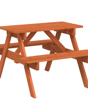 Kinder Picknicktafel met 4 Bankjes – 2-in-1 Tafelset van Massief Dennenhout met Parasolgat
