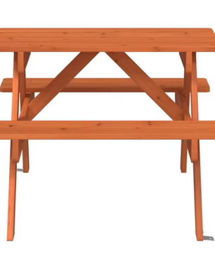 Kinder Picknicktafel met 4 Bankjes – 2-in-1 Tafelset van Massief Dennenhout met Parasolgat