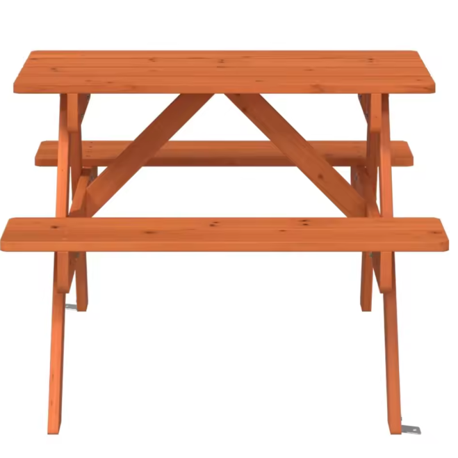 Kinder Picknicktafel met 4 Bankjes – 2-in-1 Tafelset van Massief Dennenhout met Parasolgat