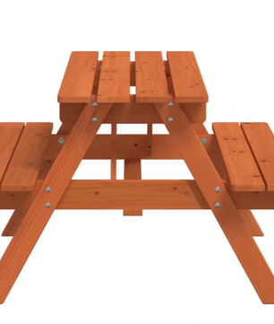 Kinder Picknicktafel met 4 Bankjes – 2-in-1 Tafelset van Massief Dennenhout met Parasolgat