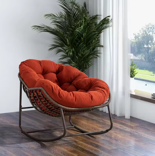 Rotan Schommelstoel met Kussen – Outdoor Fauteuil voor Veranda, Tuin of Woonkamer