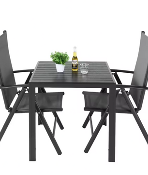 3-delige Tuinset met Opvouwbare Stoelen en Vierkante Tafel