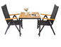 3-delige Tuinset met Opvouwbare Stoelen en Vierkante Tafel