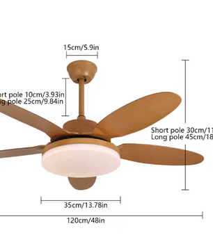 Moderne Plafondventilatorlamp – Houtkleur, LED & Afstandsbediening