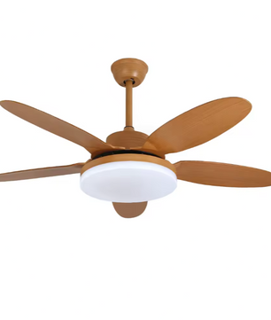 Moderne Plafondventilatorlamp – Houtkleur, LED & Afstandsbediening