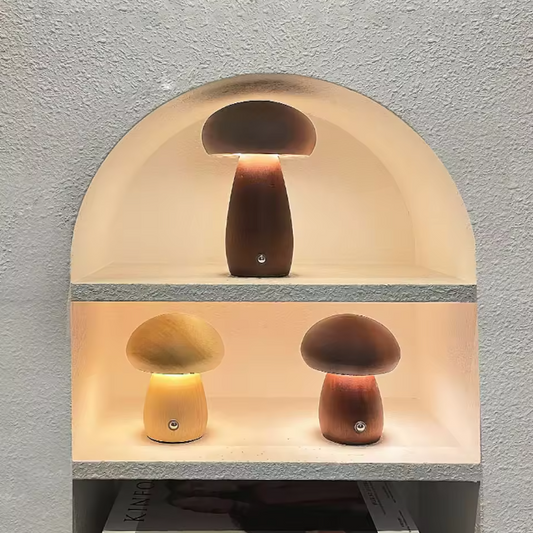 Houten Paddenstoel Nachtlampje – Touch Dimbaar & Oplaadbaar LED Licht